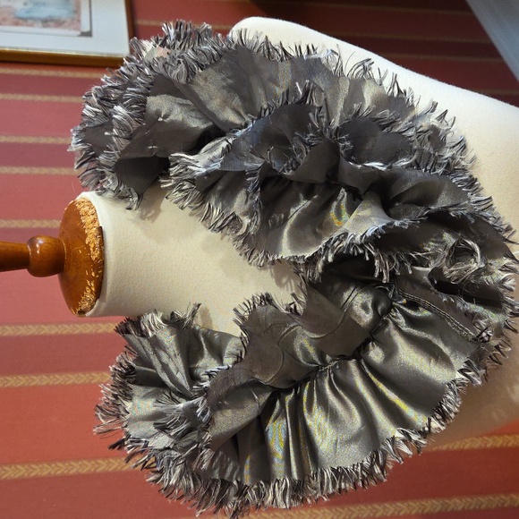 Silver Satin Ruffle Scarf - Picture 4 of 6